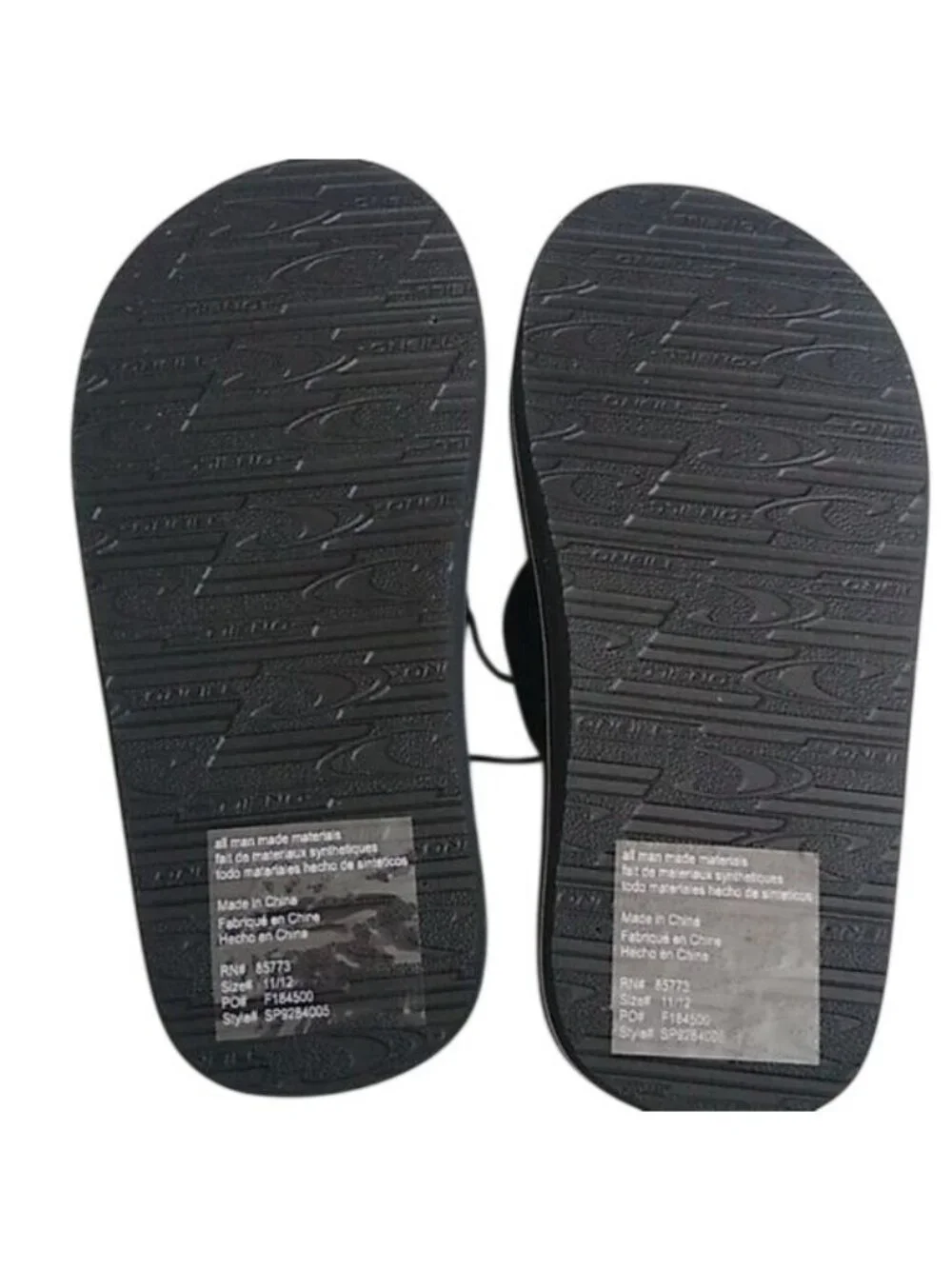 O'Neill Phluff Daddy Black Flip Flop, Size 11/12 Sandals Boys Sizing
